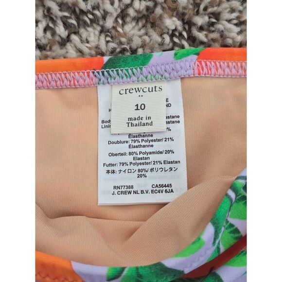 NWT J.Crew Crewcuts Girls Ruffle Bikini Set Sz 10 Orange Print UPF 50+ - Picture 4 of 8